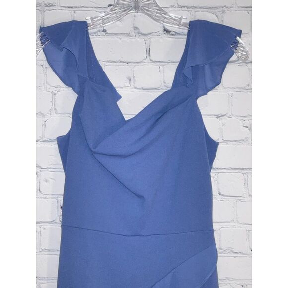 Women's Cowl Neck Sleeveless Ruffled Dress High Slit Cocktail Party Maxi Dress​ - Picture 8 of 15